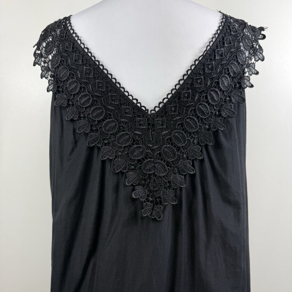 Whimsygoth Black Crochet Lace Bizz Princess Tunic Large Cotton Silk Pockets - Picture 10 of 13